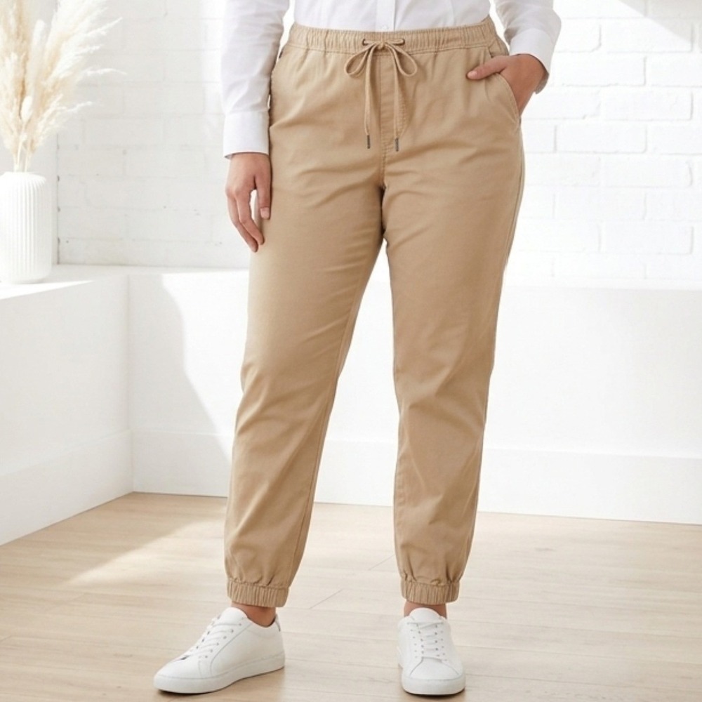 GAP Jogger Pants Womens XXL Khaki Tan Elastic Waist Drawstring Casual Utility